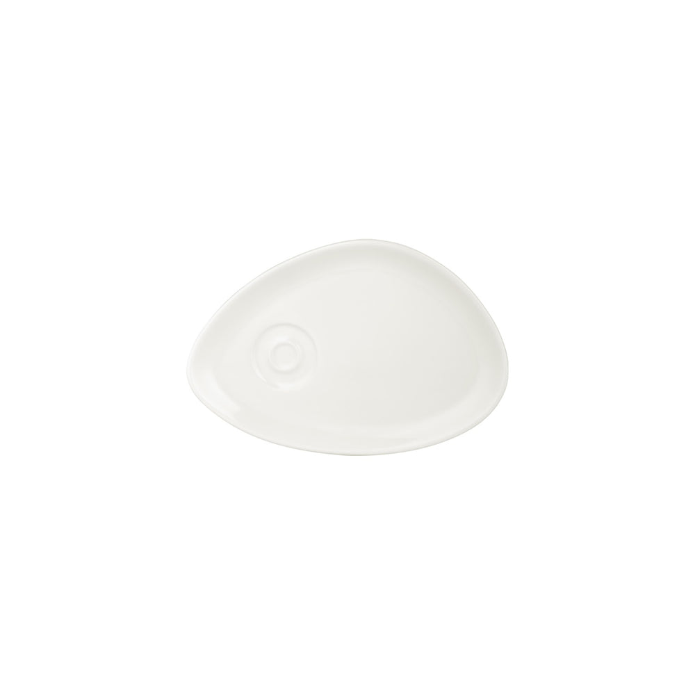 Gourmet 9.75" x 6.75" x h:0" Organic Warm White Vitrified Saucer
