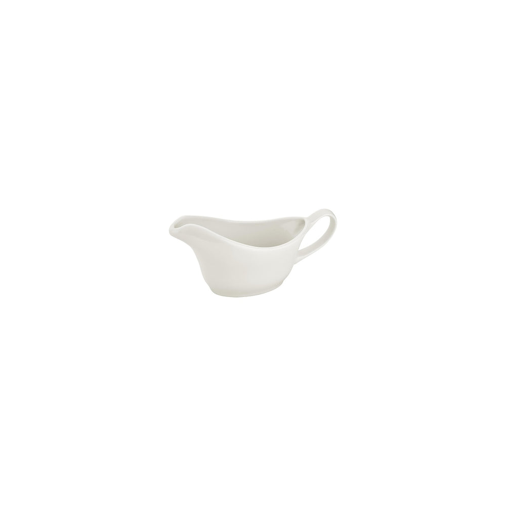 Gourmet 6.25" x 2.75" x h:0" 5 oz. Oval Warm White Vitrified Sauce Boat