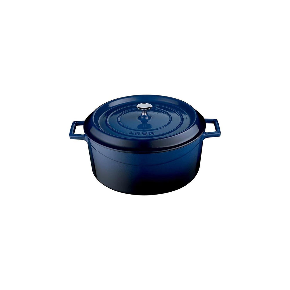 Turgla Cast Iron dia.5.5" h:2" 26 oz. Round Blue Cast Iron Dutch Oven