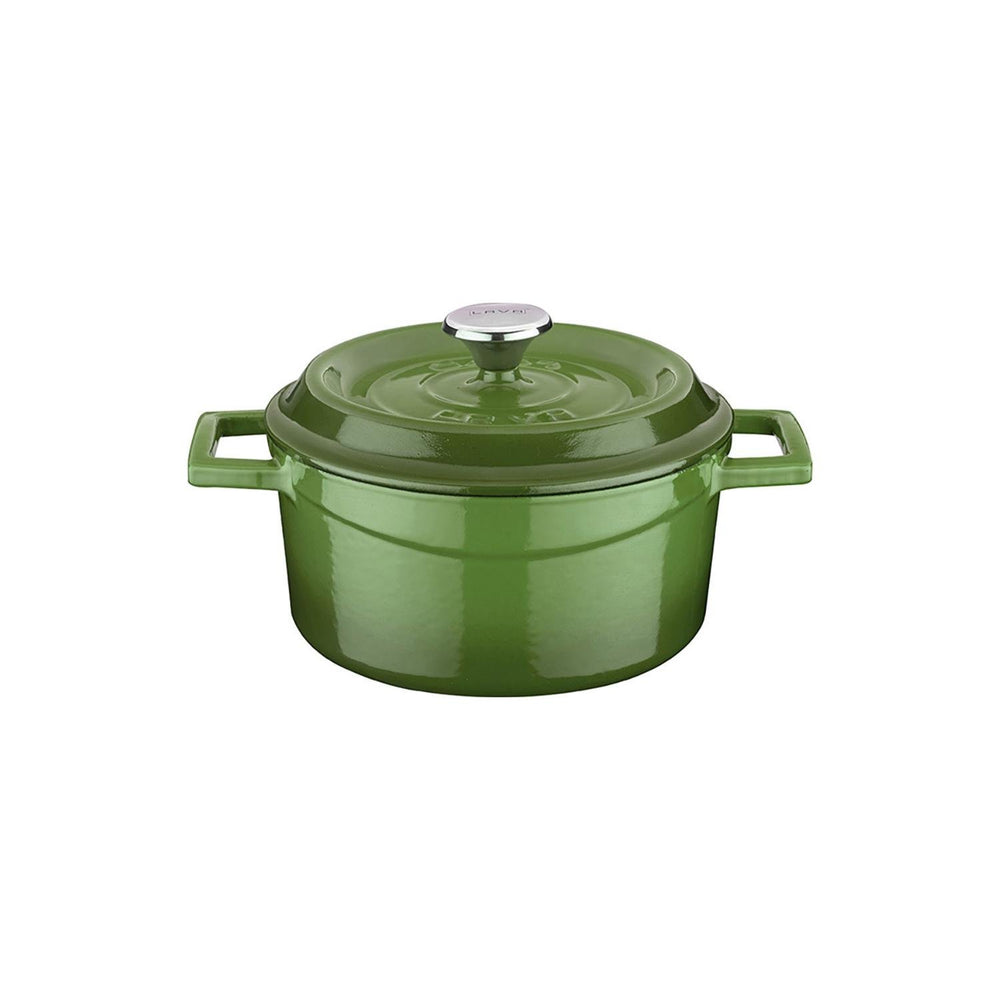 Turgla Cast Iron dia.5.5" h:2" 26 oz. Round Green Cast Iron Dutch Oven