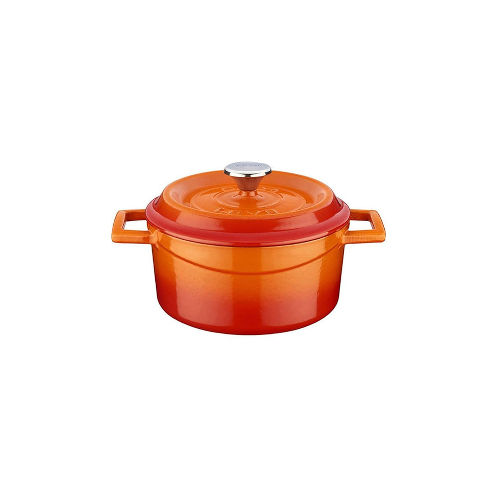 Turgla Cast Iron dia.5.5" h:2" 26 oz. Round Orange Cast Iron Dutch Oven