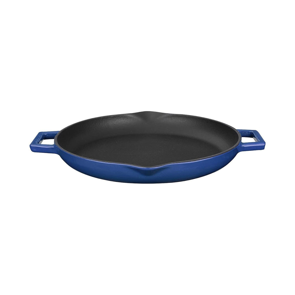 Turgla Cast Iron dia.11.75" h:2" 3 qt. Round Blue Cast Iron Pan