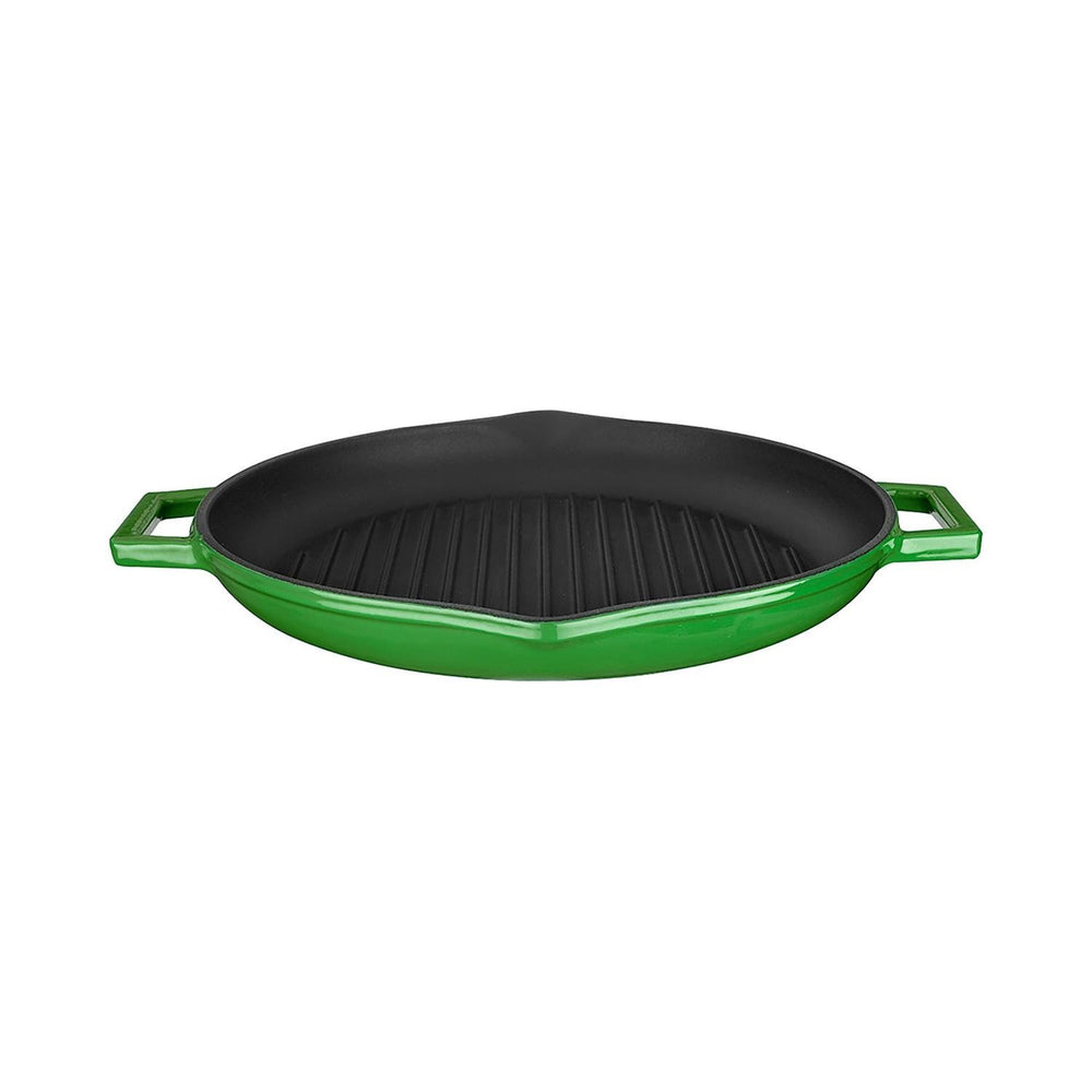 Turgla Cast Iron dia.11.75" h:2" 3 qt. Round Green Cast Iron Pan