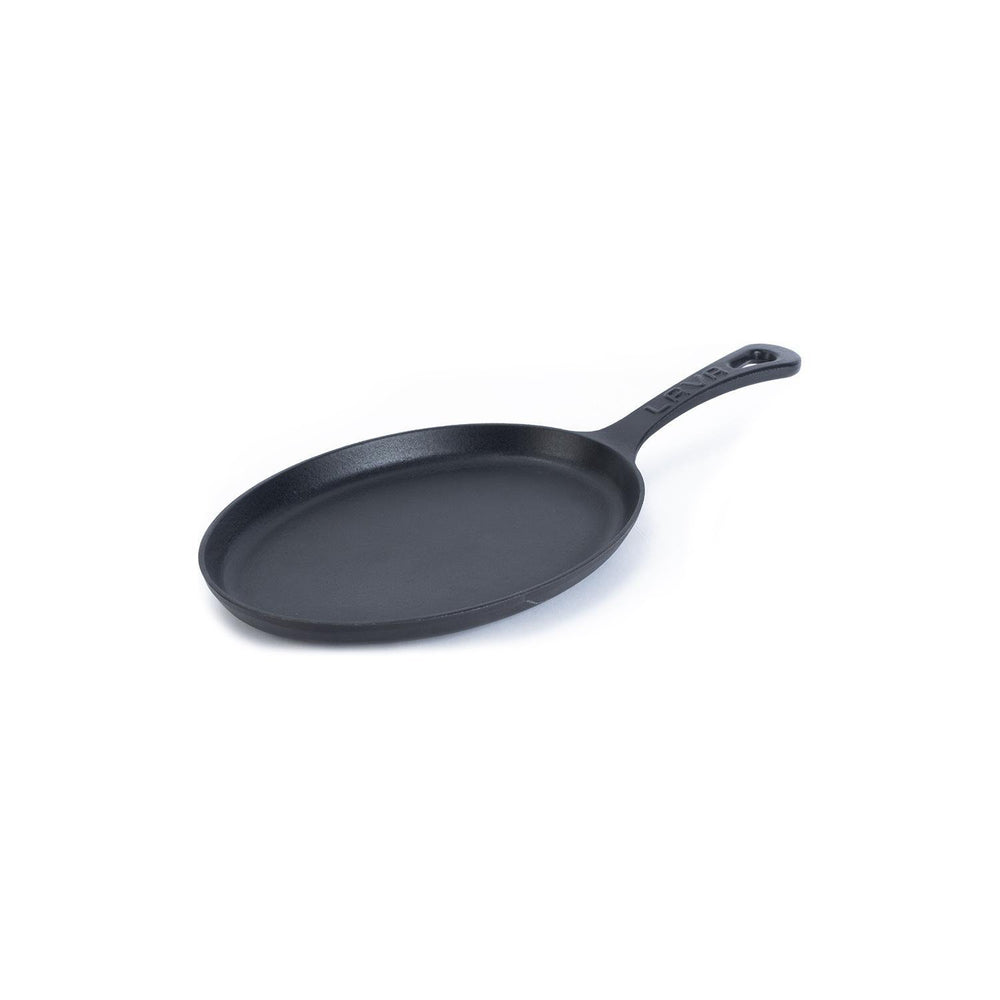 Turgla Cast Iron 9.25" x 7" x h:1" Oval Black Cast Iron Pan