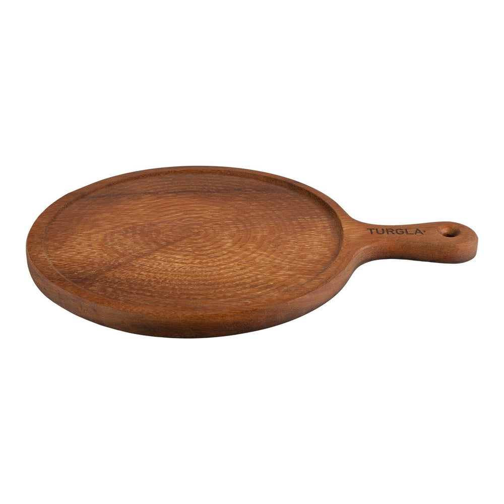 Turgla Wood dia.17" h:0.75" Round Brown Wood Serving
