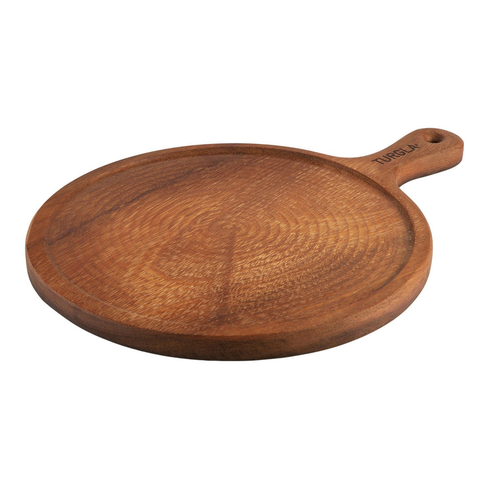 Turgla Wood dia.17" h:0.75" Round Brown Wood Serving