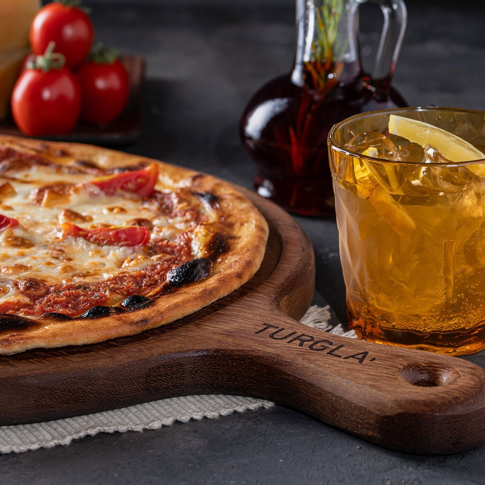 Turgla Wood dia.17" h:0.75" Round Brown Wood Serving