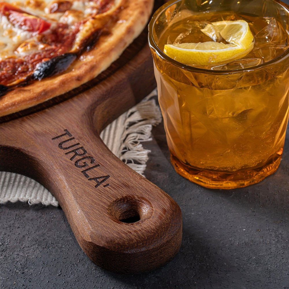 Turgla Wood dia.17" h:0.75" Round Brown Wood Serving