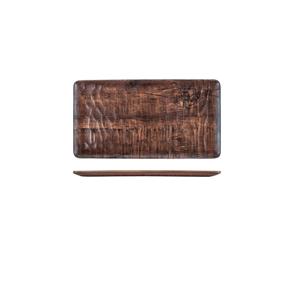 Turgla EcoGrain 12.75" x 7" Rectangular Brown Composite Plate