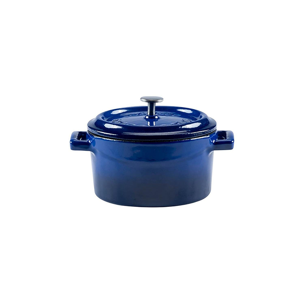 Turgla Cast Iron dia.4" h:2" 13 oz. Round Blue Cast Iron Dutch Oven