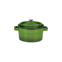 Turgla Cast Iron dia.4" h:2" 13 oz. Round Green Cast Iron Dutch Oven