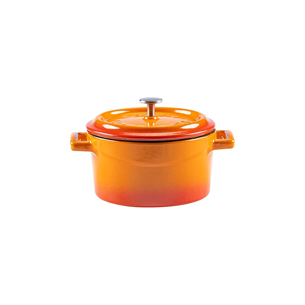 Turgla Cast Iron dia.4" h:2" 13 oz. Round Orange Cast Iron Dutch Oven