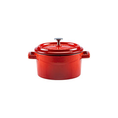 Turgla Cast Iron dia.4" h:2" 13 oz. Round Red Cast Iron Dutch Oven