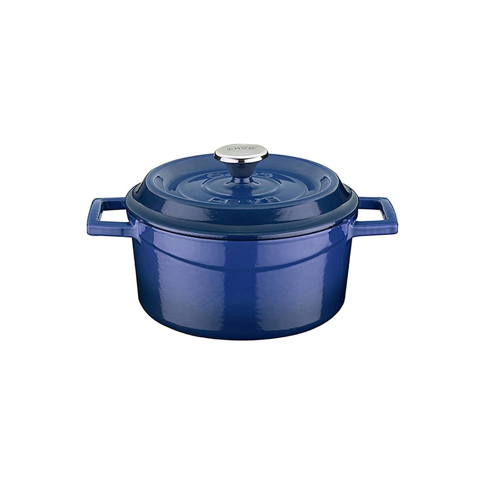 Turgla Cast Iron dia.5" h:2.5" 18 oz. Round Blue Cast Iron Dutch Oven