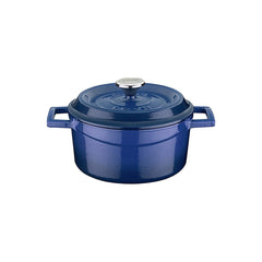 Turgla Cast Iron dia.5" h:2.5" 18 oz. Round Blue Cast Iron Dutch Oven