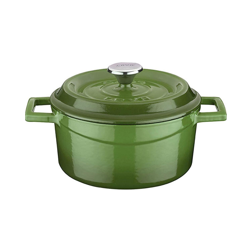 Turgla Cast Iron dia.5" h:2.5" 18 oz. Round Green Cast Iron Dutch Oven