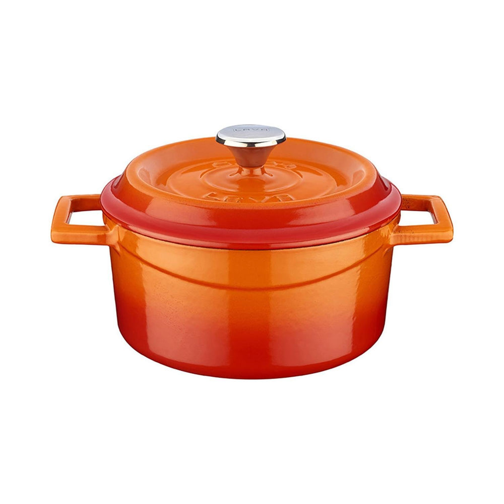 Turgla Cast Iron dia.5" h:2.5" 18 oz. Round Orange Cast Iron Dutch Oven