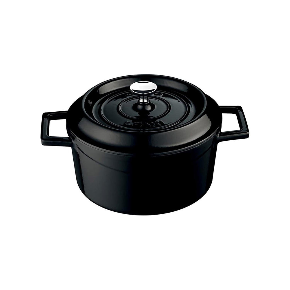 Turgla Cast Iron dia.7.75" h:4" 3 qt. Round Black Cast Iron Dutch Oven
