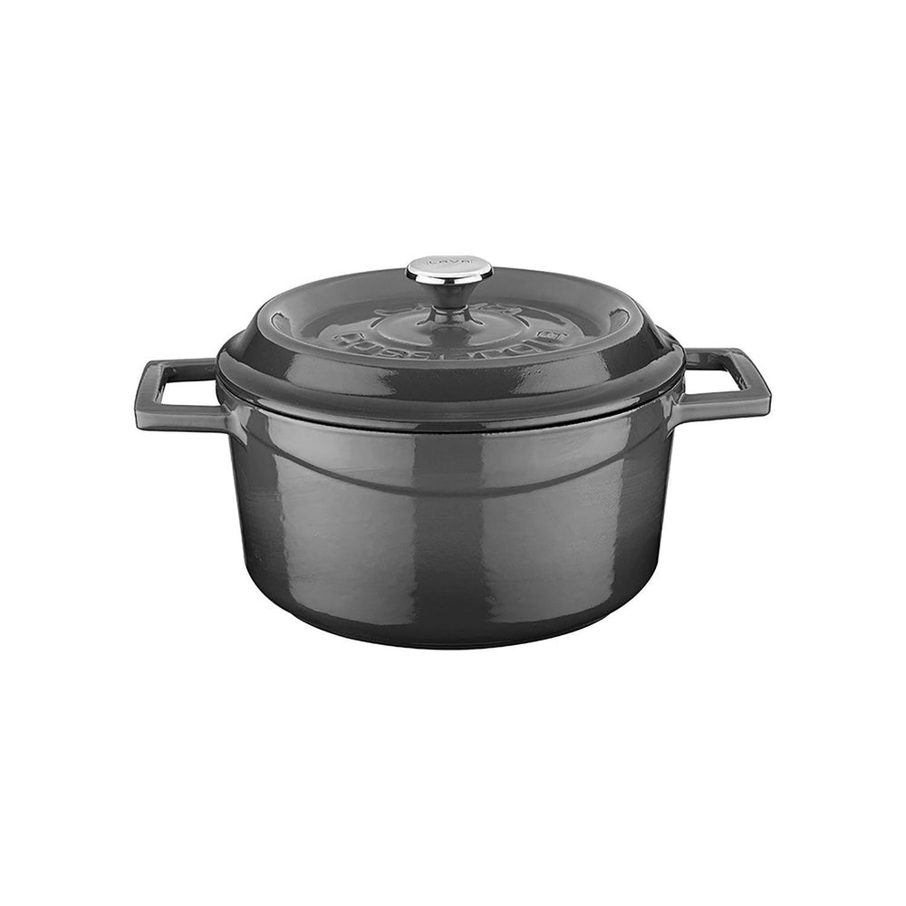 Turgla Cast Iron dia.7.75" h:4" 3 qt. Round Gray Cast Iron Dutch Oven