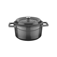 Turgla Cast Iron dia.7.75" h:4" 3 qt. Round Gray Cast Iron Dutch Oven