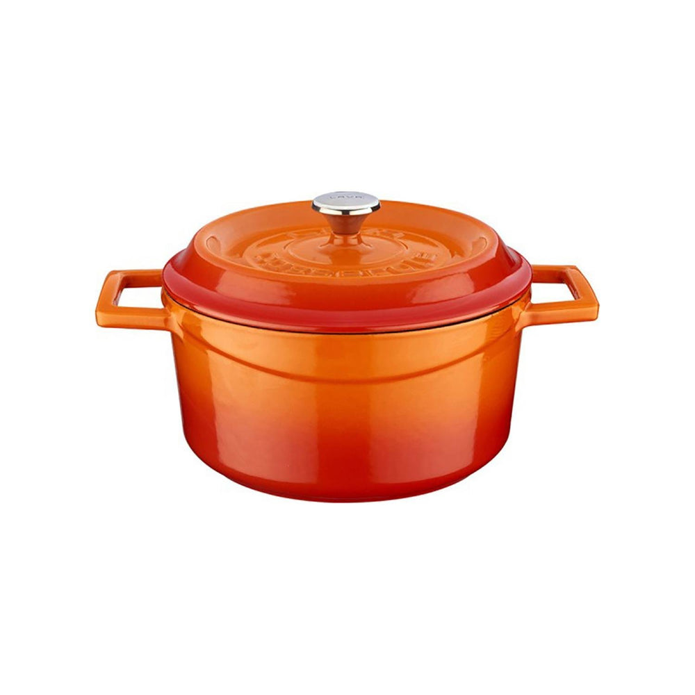 Turgla Cast Iron dia.7.75" h:4" 3 qt. Round Orange Cast Iron Dutch Oven