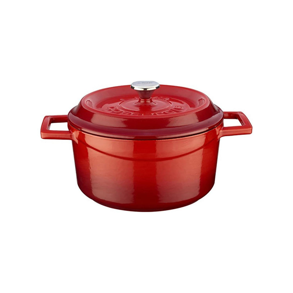 Turgla Cast Iron dia.7.75" h:4" 3 qt. Round Red Cast Iron Dutch Oven