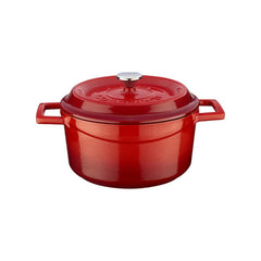 Turgla Cast Iron dia.7.75" h:4" 3 qt. Round Red Cast Iron Dutch Oven
