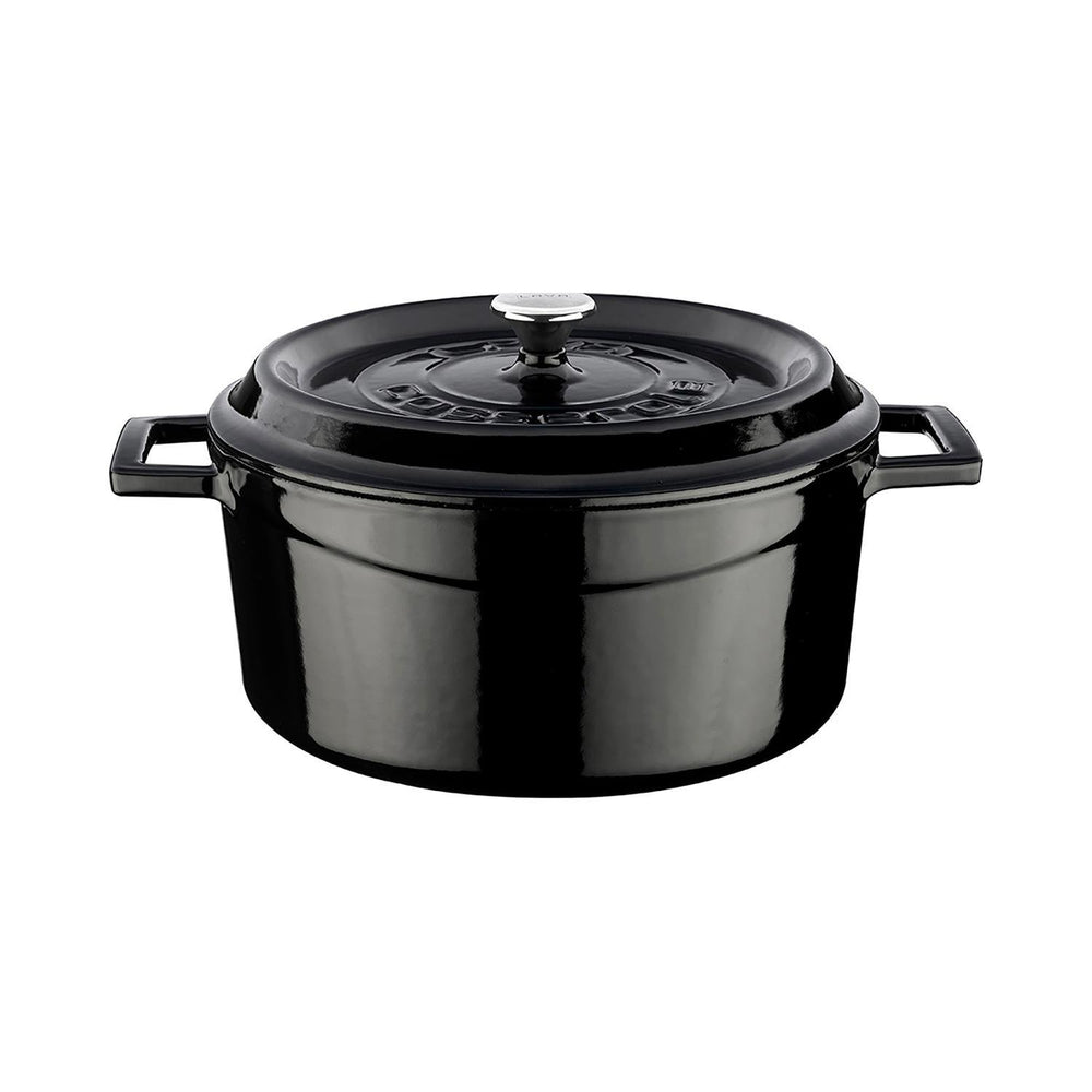 Turgla Cast Iron dia.9.5" h:4" 4.75 qt. Round Black Cast Iron Dutch Oven