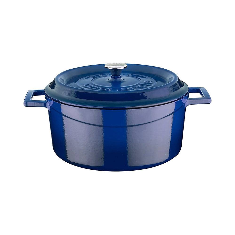 Turgla Cast Iron dia.9.5" h:4" 4.75 qt. Round Blue Cast Iron Dutch Oven