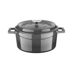 Turgla Cast Iron dia.9.5" h:4" 4.75 qt. Round Gray Cast Iron Dutch Oven