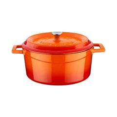 Turgla Cast Iron dia.9.5" h:4" 4.75 qt. Round Orange Cast Iron Dutch Oven