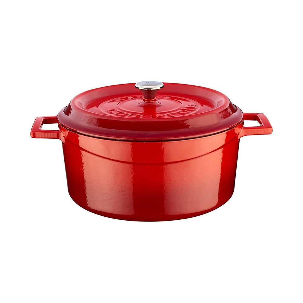 Turgla Cast Iron dia.9.5" h:4" 4.75 qt. Round Red Cast Iron Dutch Oven