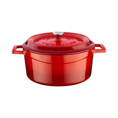 Turgla Cast Iron dia.9.5" h:4" 4.75 qt. Round Red Cast Iron Dutch Oven