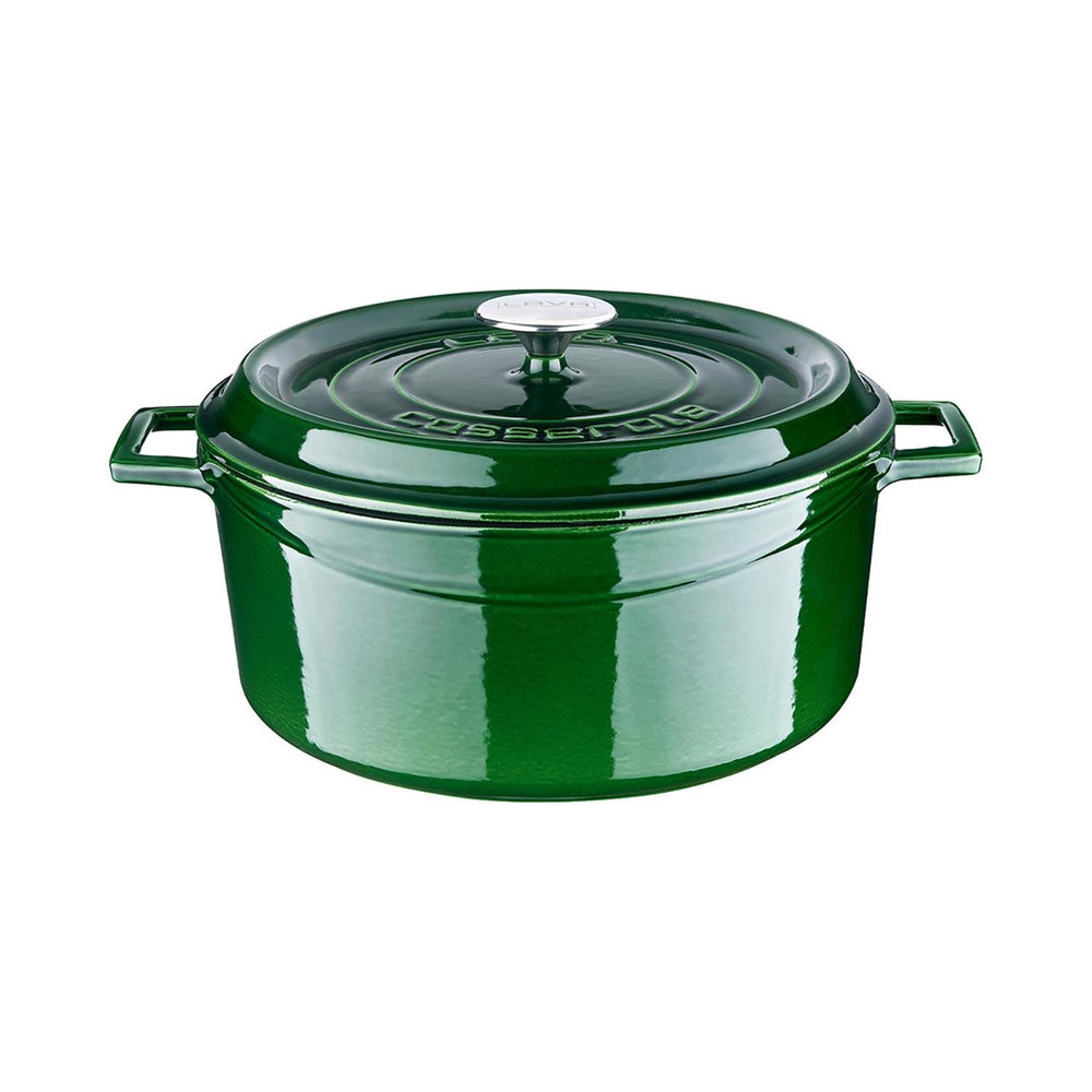 Turgla Cast Iron dia.11" h:5" 7 qt. Round Green Cast Iron Dutch Oven