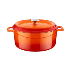 Turgla Cast Iron dia.11" h:5" 7 qt. Round Orange Cast Iron Dutch Oven