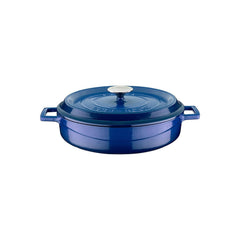 Turgla Cast Iron dia.11" h:2" 3.75 qt. Round Blue Cast Iron Dutch Oven