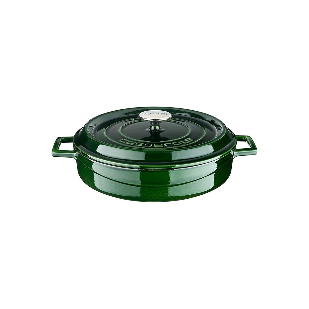 Turgla Cast Iron dia.11" h:2" 3.75 qt. Round Green Cast Iron Dutch Oven
