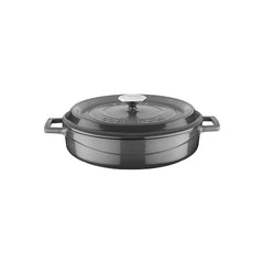 Turgla Cast Iron dia.11" h:2" 3.75 qt. Round Gray Cast Iron Dutch Oven