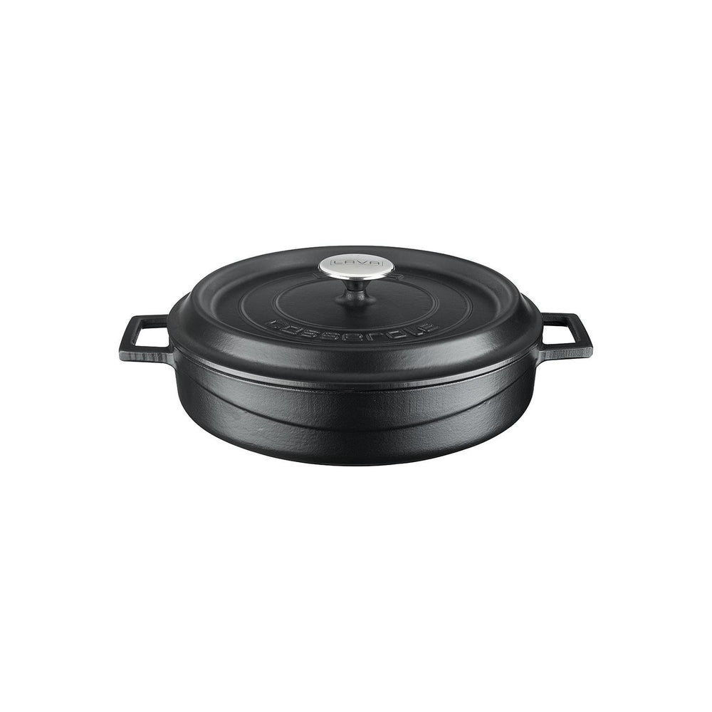 Turgla Cast Iron dia.11" h:2" 3.75 qt. Round Matte Black Cast Iron Dutch Oven
