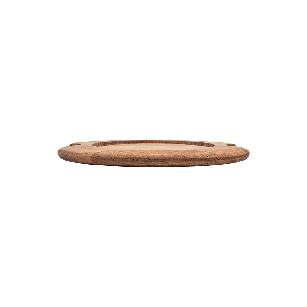 Turgla Wood dia.9.25" h:0.75" Round Brown Wood Underliner