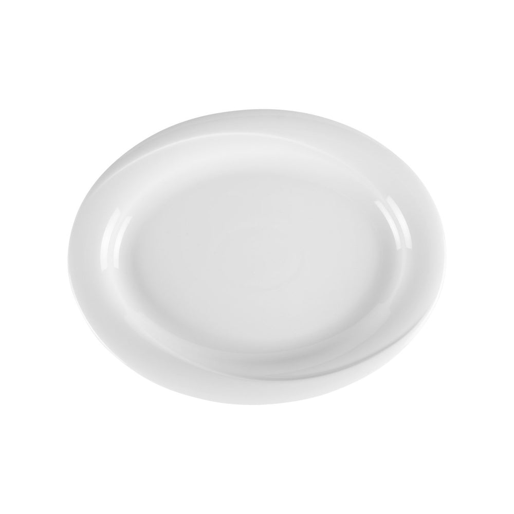 X-tanbul 13.5" x 10.5" x h:1.25" Oval White Porcelain Platter
