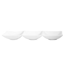 Hong Kong 9.75" x 3" Rectangular White Porcelain Sectional Plate